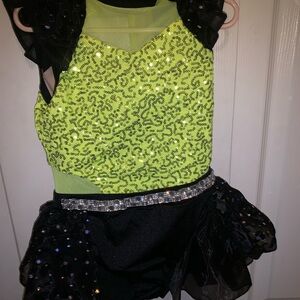 Weissman Green and Black Dance Costume with Sparkling Tutu